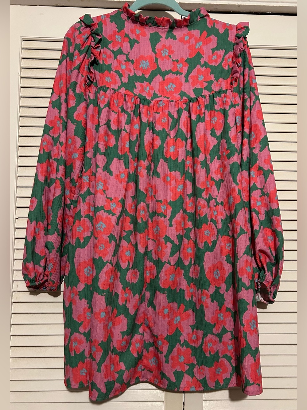 Fantastic Fawn Floral Ruffle Dress in Green, Pink & Red - Picture 2 of 4